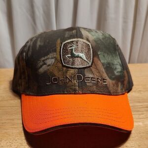 John Deere Camo and Bright Orange Snapback Hat - NWOT